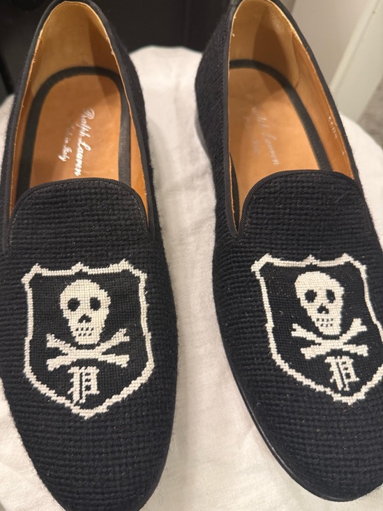 Ralph Lauren Made in Italy Skull Crossbones Needlepoint Smoking Loafers main image 9
